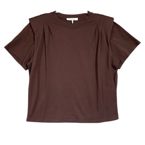Frame Padded Shoulder Tee in Mahogany Pleated Womens Size S - Picture 2 of 8